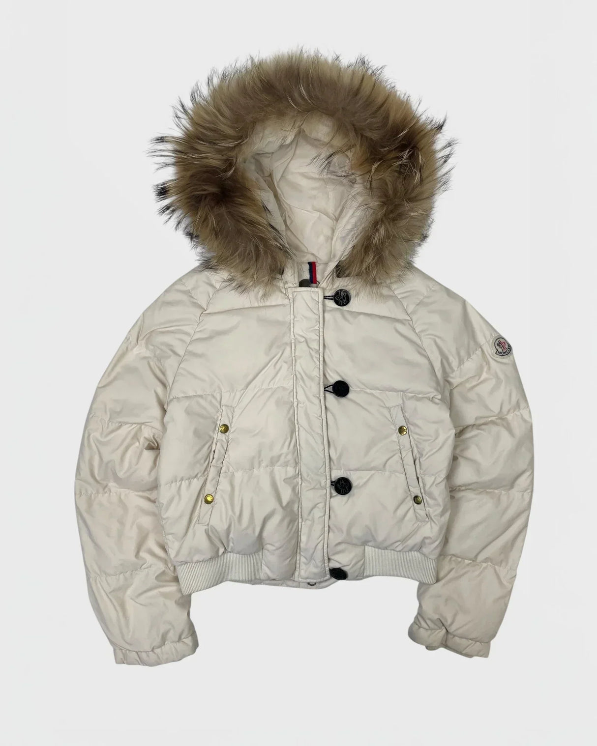 Chaqueta de plumas Moncler con capucha de piel