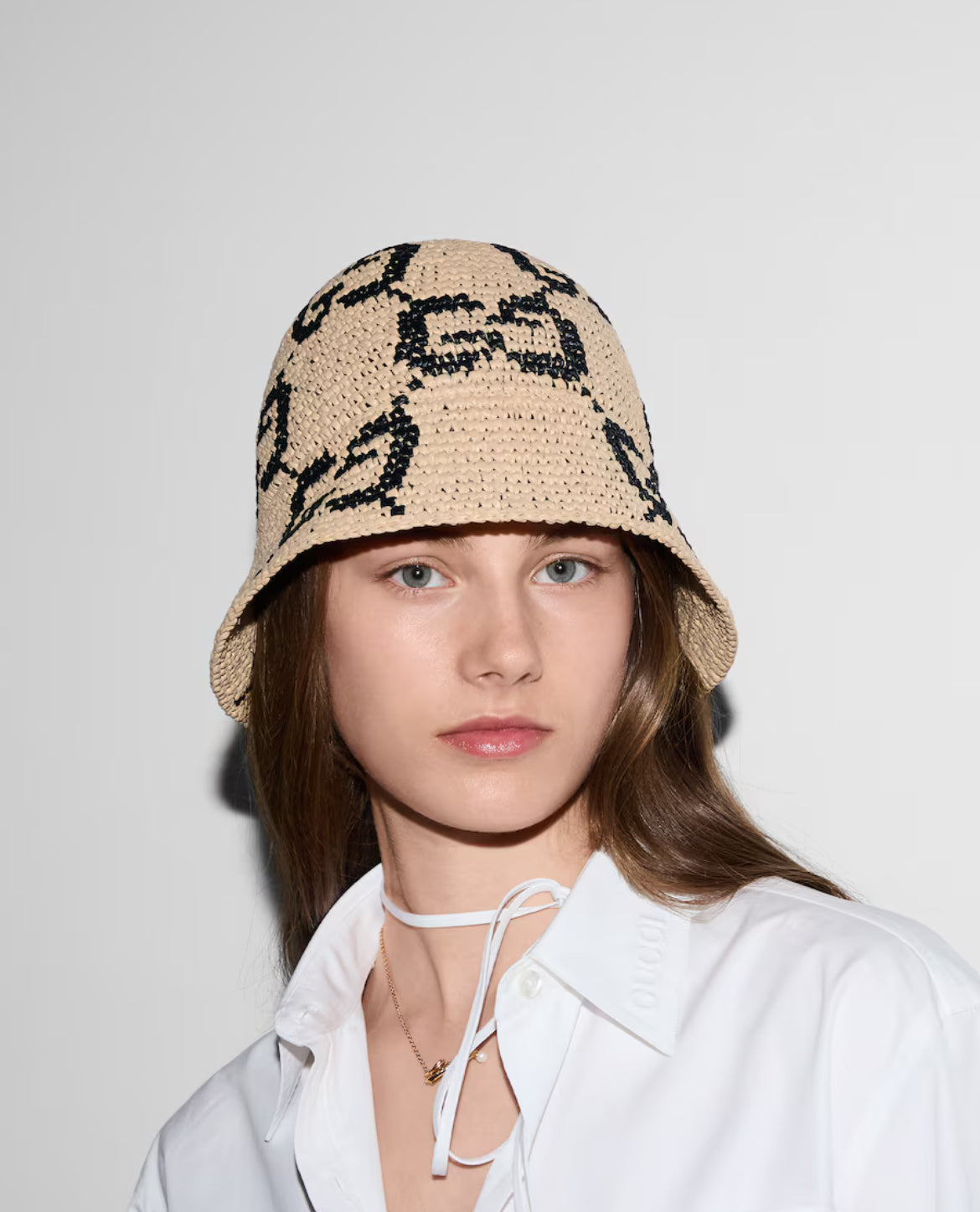 Chapeau cloche en paille GG