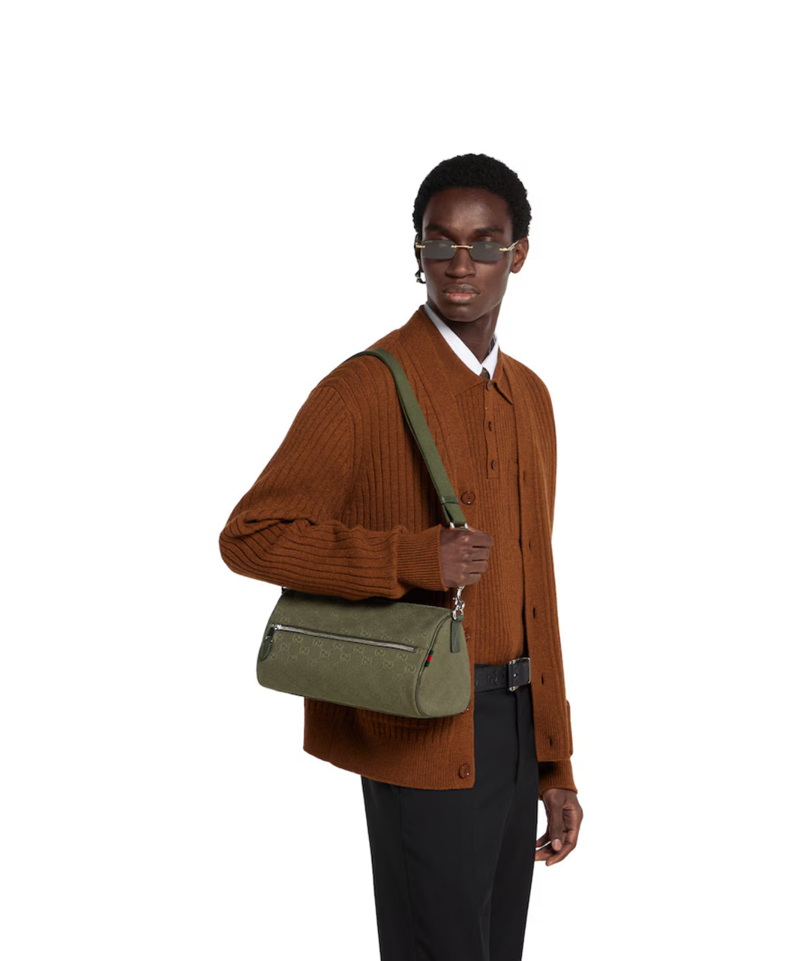 Bolso cilíndrico pequeño de lona GG