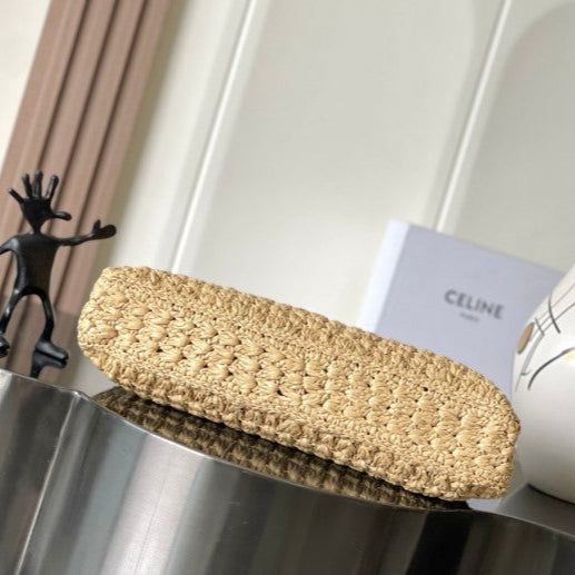 Celine - Classic Panier Cabas Triangle Raffia Calfskin