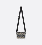 Bolso de hombro con cremallera Dior Oblique de lona jacquard negra