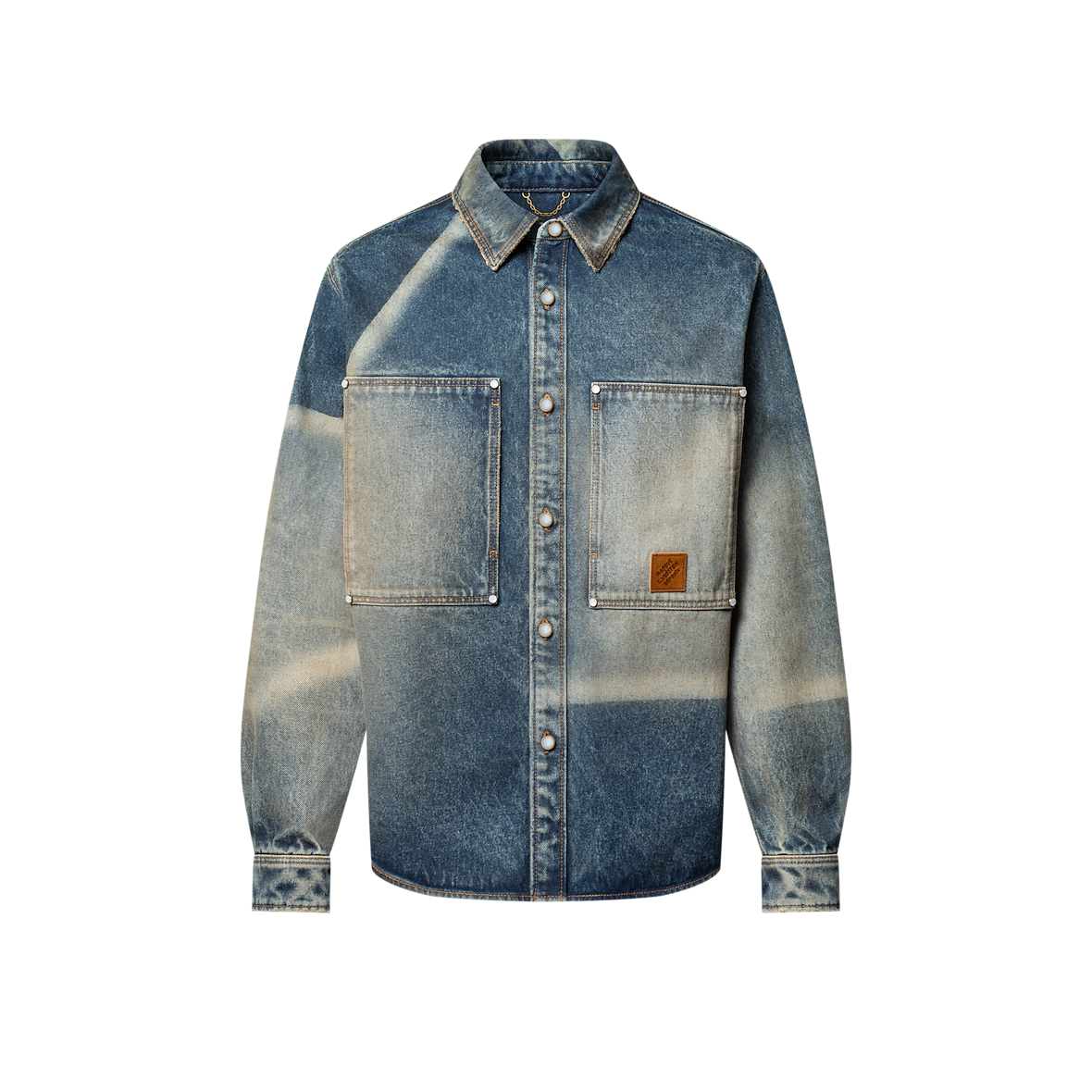 Camisa vaquera de manga larga con efecto descolorido