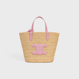 Céline - Classic Panier petit modèle Souple Raphia et veau Pink