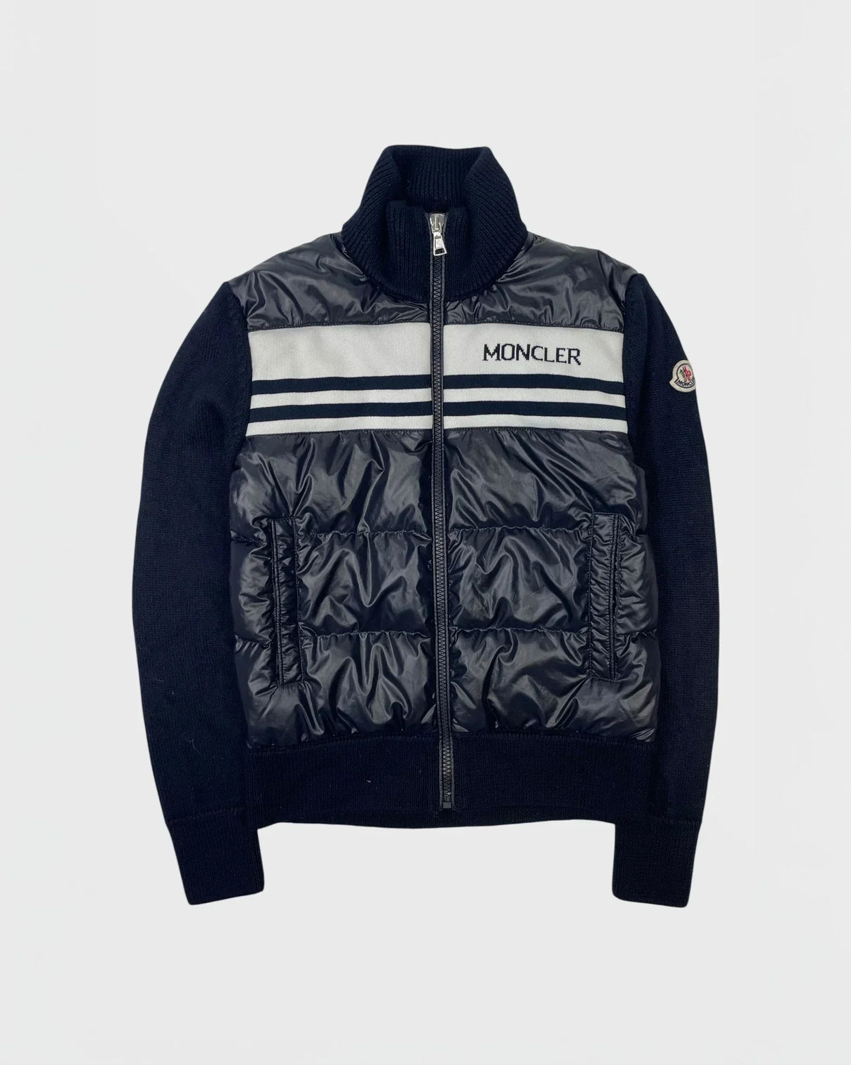 Chaqueta de plumón tipo cárdigan de dos materiales de Moncler