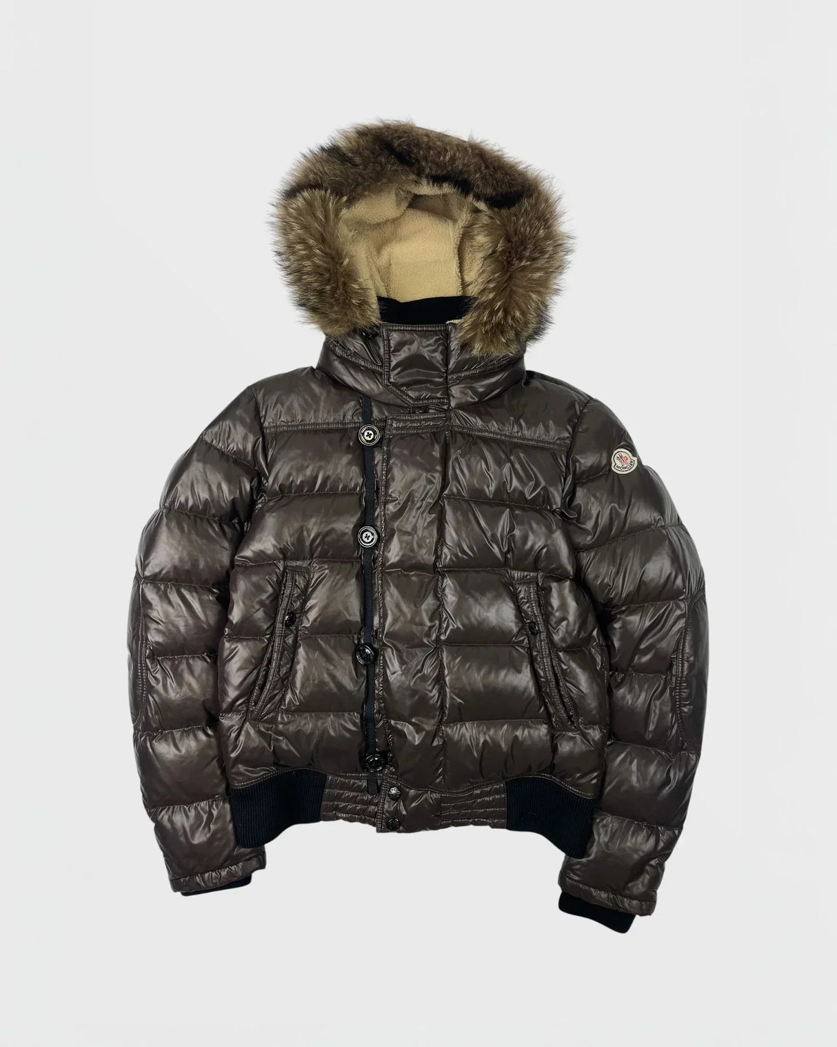Chaqueta de plumón con forro de piel de Moncler