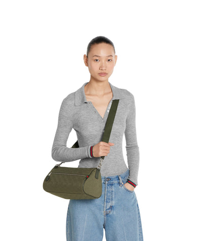 Bolso cilíndrico pequeño de lona GG