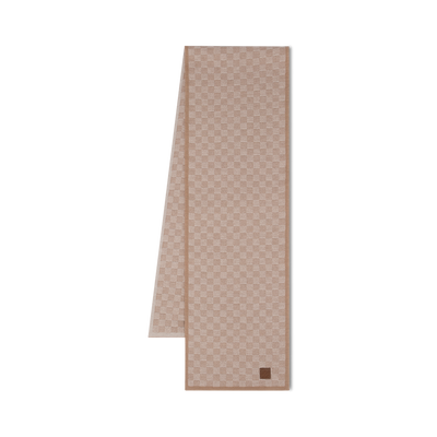 Gorro y bufanda beige con estampado de cuadros de Neo Petit