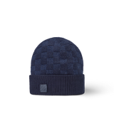 Bonnet et Écharpe Néo Petit Damier Bleu Marine