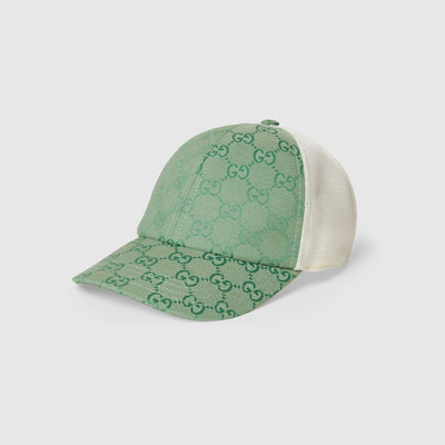 GORRA ORIGINAL GG DE LONA VERDE Y BLANCA