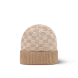 Bonnet et Écharpe Néo Petit Damier Beige