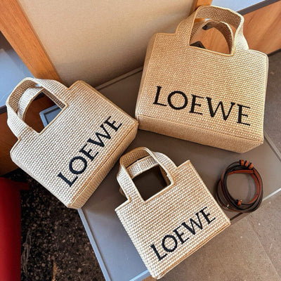 LOEWE - Font Tote Small en rafia
