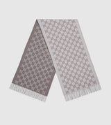 Bonnet et Écharpe en jacquard de cachemire GG ivoire et gris clair