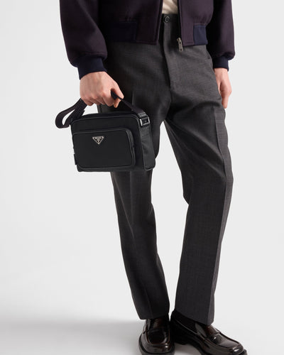 Bolso bandolera pequeño en piel Re-Nylon y Saffia