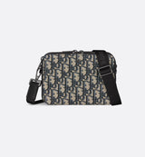 Bolso de hombro con cremallera Dior Oblique de lona jacquard negra