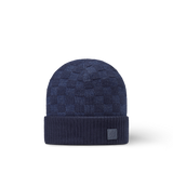 Bonnet et Écharpe Néo Petit Damier Bleu Marine