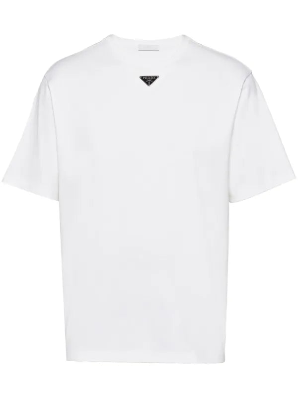 T-shirt blanc Prada avec logo triangle