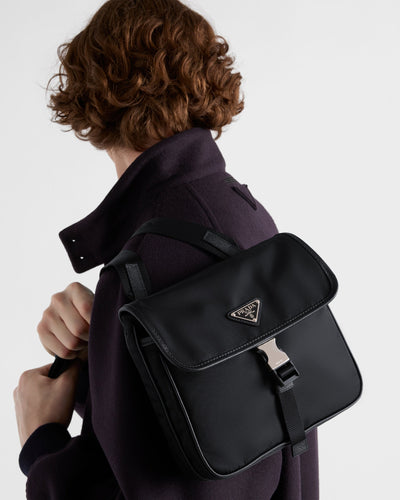 Sac porté épaule en Re-Nylon et cuir Saffiano