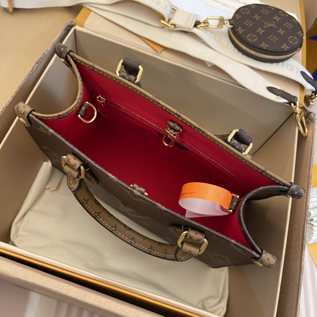 LV - Bolso tote doble pequeño OnTheGo BB Maron