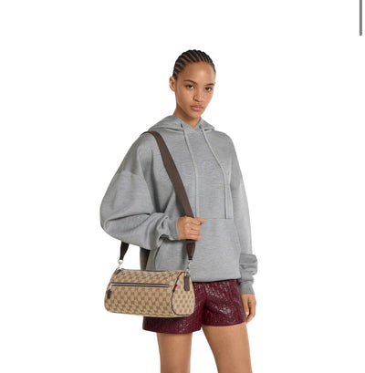 Bolso cilíndrico pequeño de lona GG