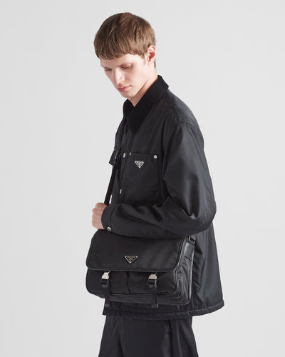 Bolso de hombro en Re-Nylon y piel Saffiano