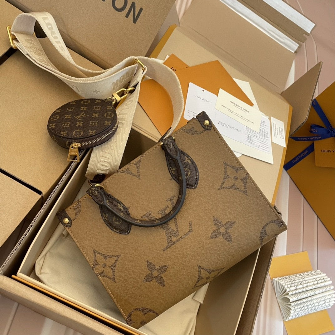 LV - Bolso tote doble pequeño OnTheGo BB Maron