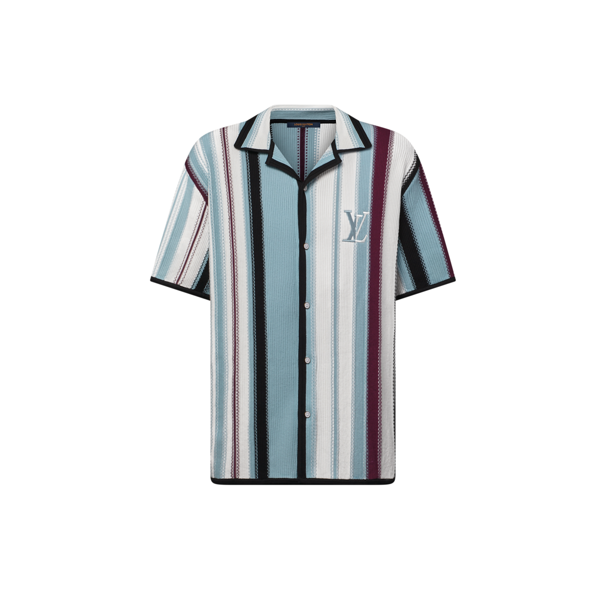 Camisa de manga corta a rayas de crochet