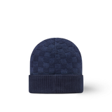 Bonnet et Écharpe Néo Petit Damier Bleu Marine