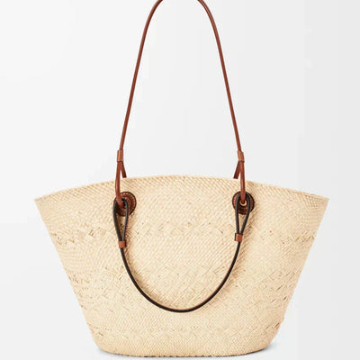 Loewe - Cesta Anagrama en palma de Iraca y piel de becerro