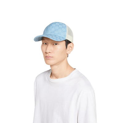 GORRA ORIGINAL GG DE LONA AZUL Y BLANCA