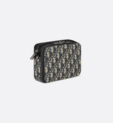 Bolso de hombro con cremallera Dior Oblique de lona jacquard negra