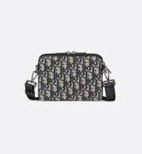 Bolso de hombro con cremallera Dior Oblique de lona jacquard negra
