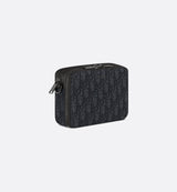 Pochette zippée à bandoulière
Toile jacquard Dior Oblique noir