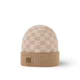 Bonnet et Écharpe Néo Petit Damier Beige