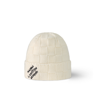 Gorro y bufanda cómodos de cuadros color crema