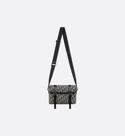 Bolso mensajero con solapa Hit The Road de Dior en negro y beige