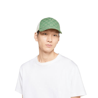 GORRA ORIGINAL GG DE LONA VERDE Y BLANCA