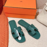 Hermes - Claquettes Vert Bouteille