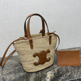 Céline - Classic Panier petit modèle Souple Raphia et veau