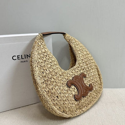 Céline - BOLSO HOBO EN Rafia y Piel de Becerro