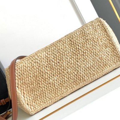 Celine - Top pequeño de piel de becerro de rafia Cabas Thais