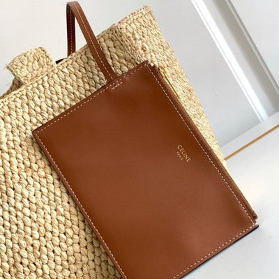 Celine - Top pequeño de piel de becerro de rafia Cabas Thais