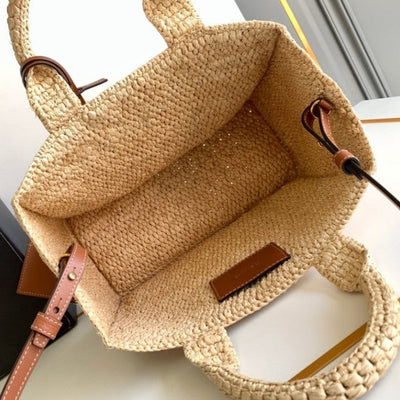 Celine - Top pequeño de piel de becerro de rafia Cabas Thais