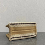 C­eli­ne - Small Cabas Thais Striped Textile Beige Noir