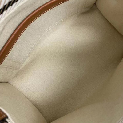 Celine - Cabas pequeñas de tela a rayas Thais beige y negro