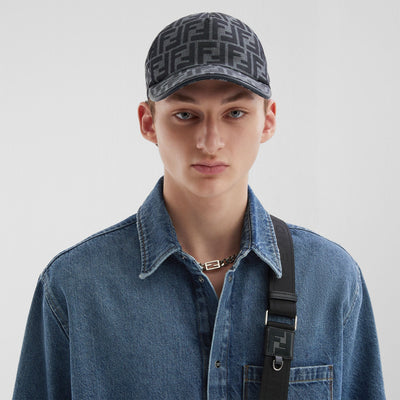 Gorra de béisbol de tela jacquard azul FF