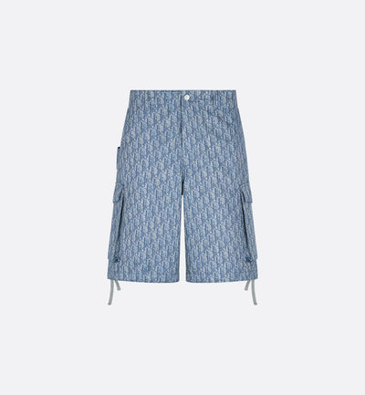Bermudas cargo Dior Oblique
 Sarga de mezcla de algodón azul