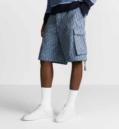 Bermudas cargo Dior Oblique
 Sarga de mezcla de algodón azul