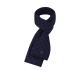 Bonnet et Écharpe Néo Petit Damier Bleu Marine