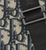 Bolso de hombro con cremallera Dior Oblique de lona jacquard negra
