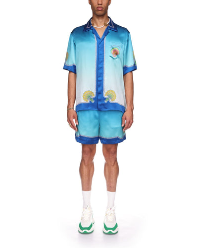 Camisa de seda con conchas de colores